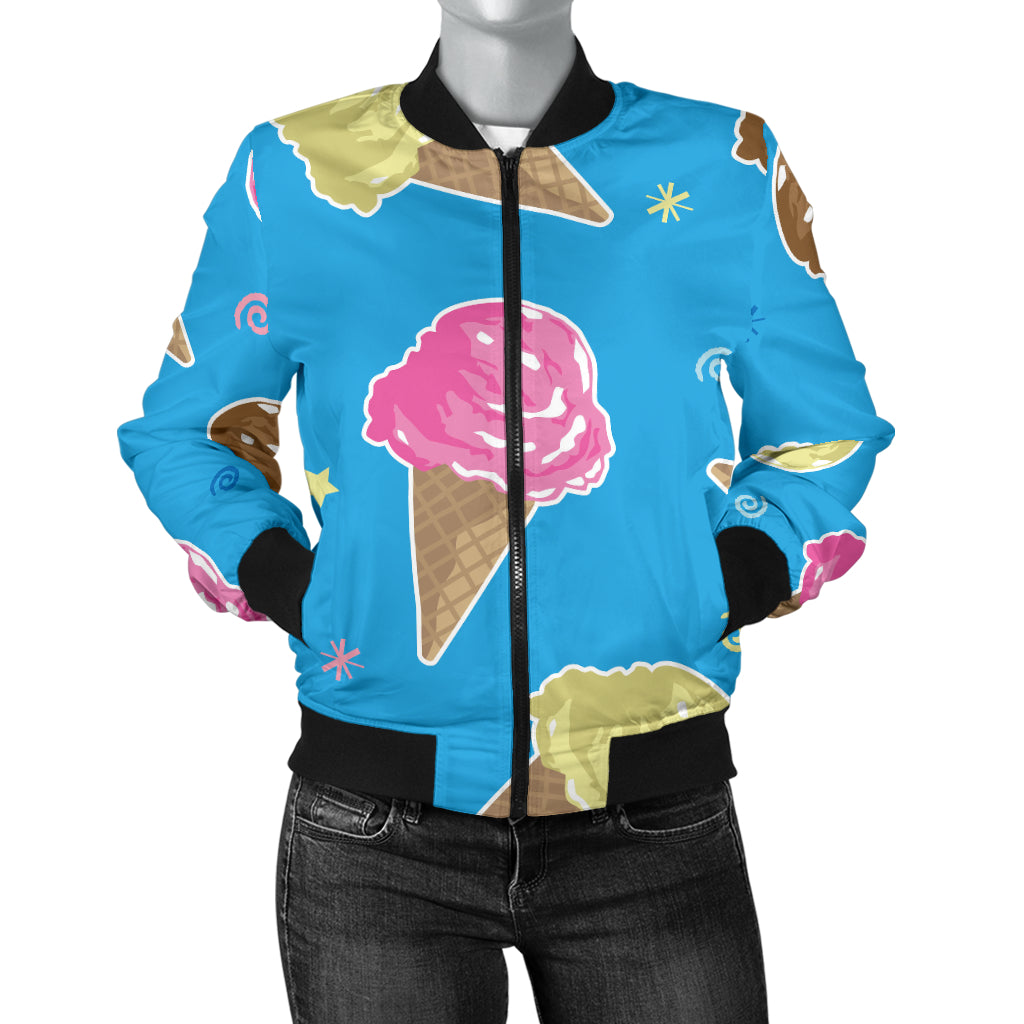 Ice Cream Pattern Print Design 01 Women's Bomber Jacket