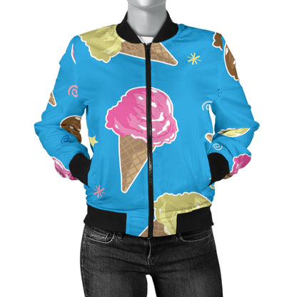 Ice Cream Pattern Print Design 01 Women's Bomber Jacket