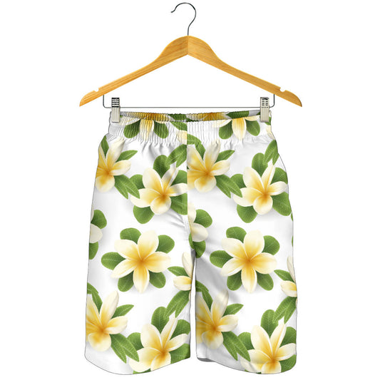 Yellow Plumeria Pattern Print Design PM012 Mens Shorts