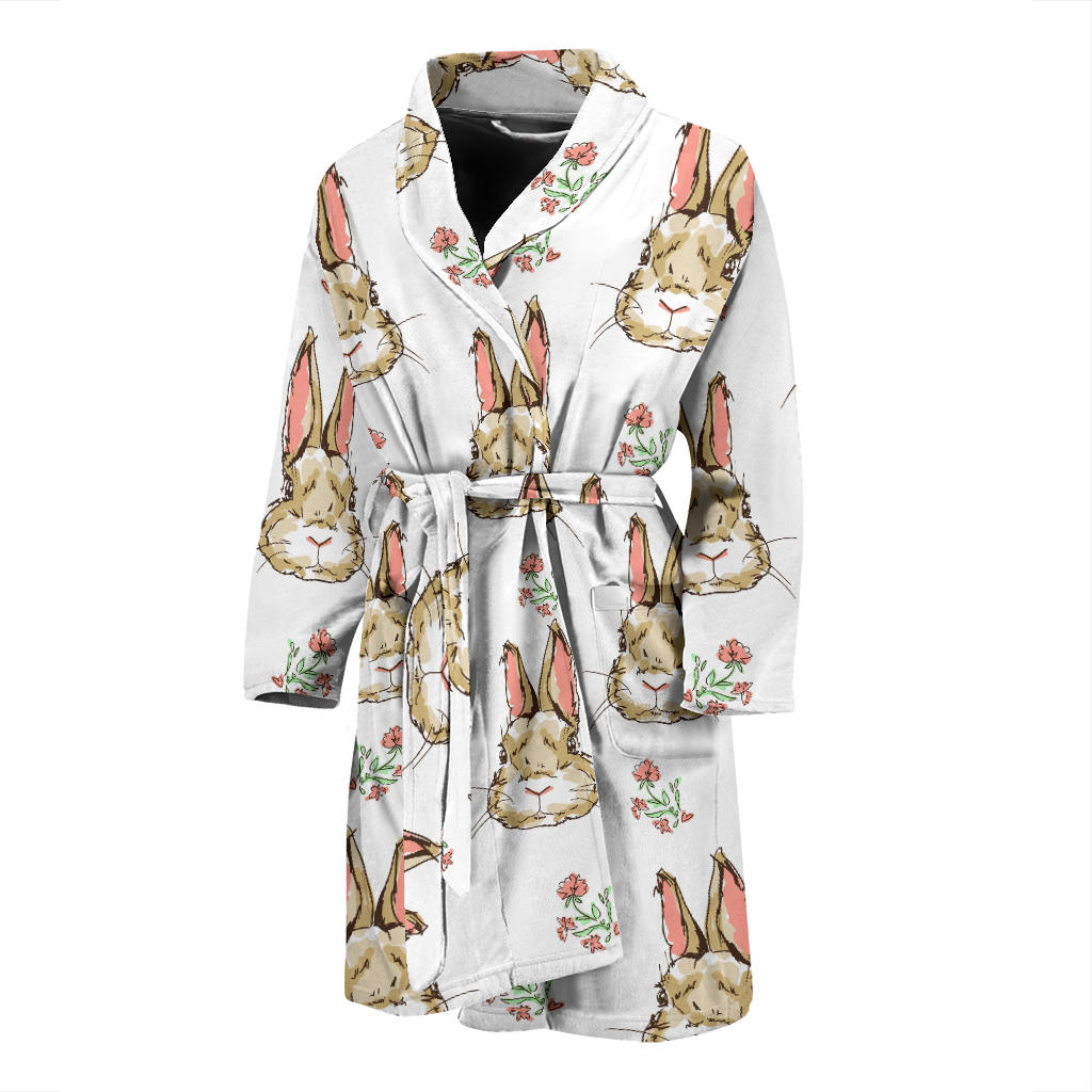 Rabbit Pattern Print Design RB09 Men Bathrobe