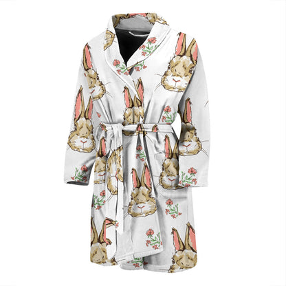 Rabbit Pattern Print Design RB09 Men Bathrobe