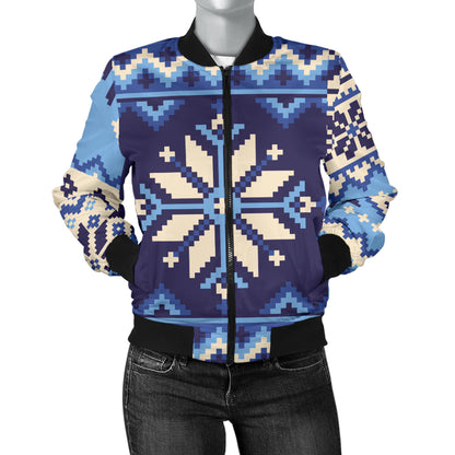 Nordic Pattern Print Design A04 Women's Bomber Jacket