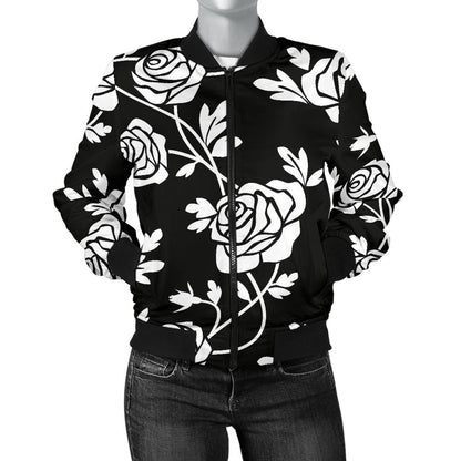 Rose Pattern Print Design RO013 Women Bomber Jacket
