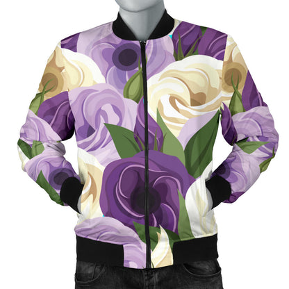 Lisianthus Pattern Print Design LT01 Men Bomber Jacket