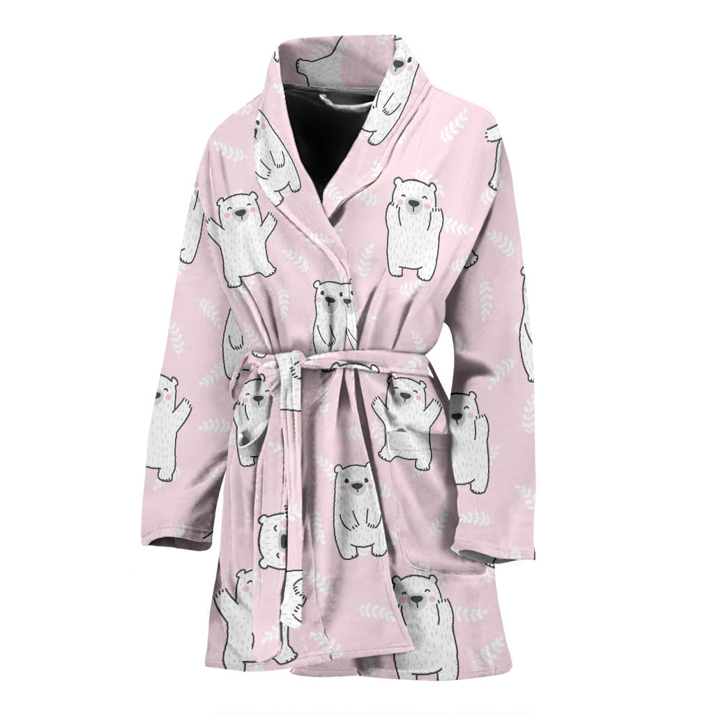 Polar Bear Pattern Print Design PB09 Women Bathrobe