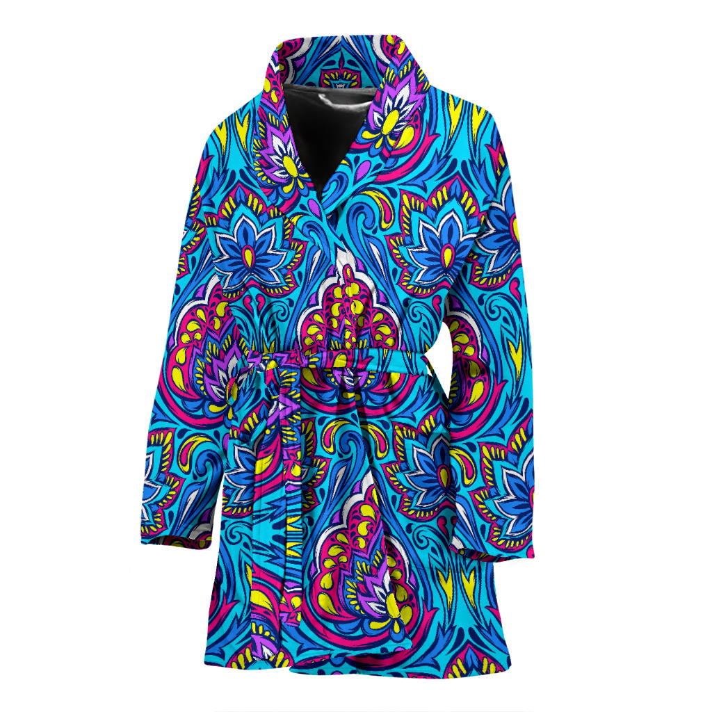 lotus Boho Pattern Print Design LO010 Women Bathrobe