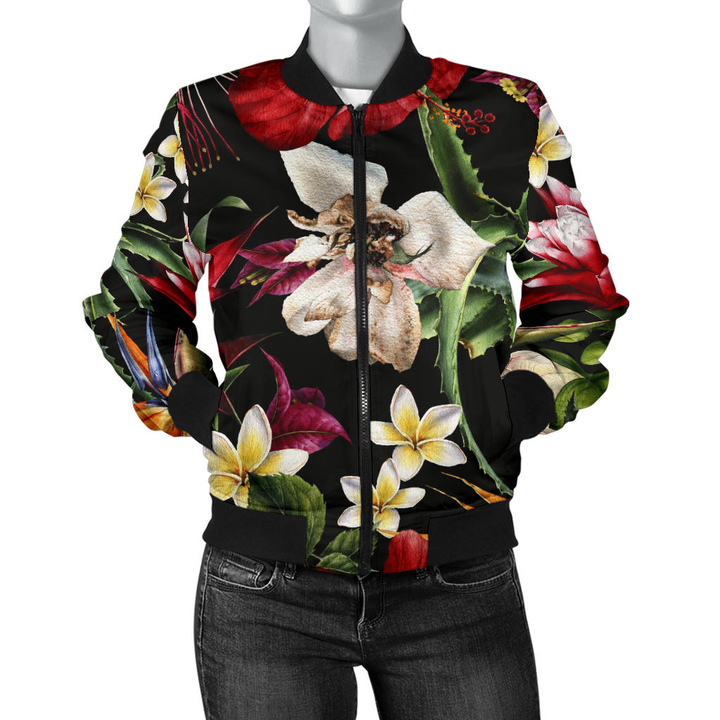 Summer Floral Pattern Print Design SF03 Women Bomber Jacket