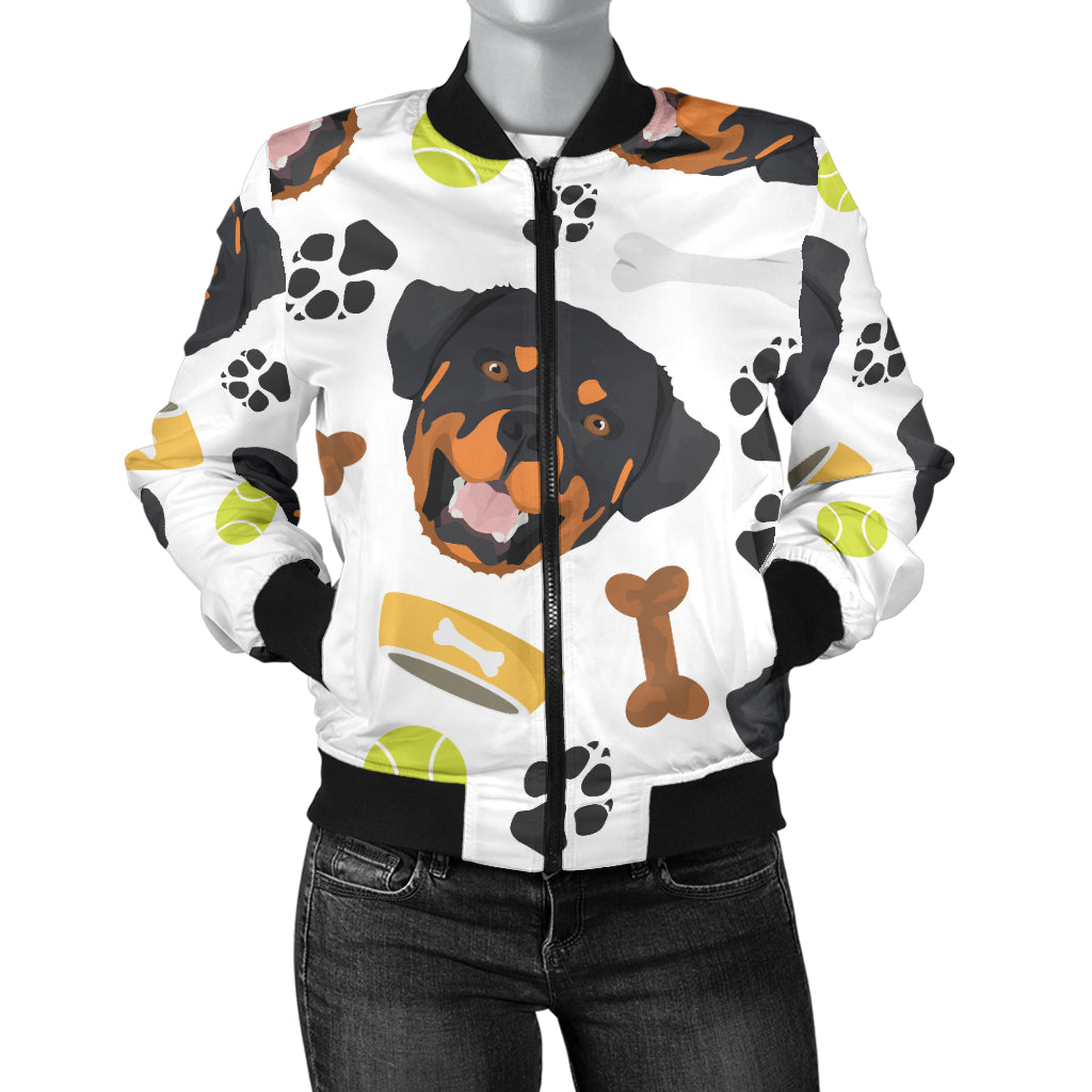 Rottweiler Pattern Print Design A04 Women's Bomber Jacket