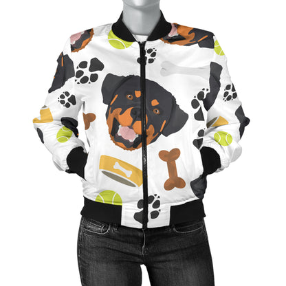 Rottweiler Pattern Print Design A04 Women's Bomber Jacket
