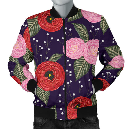 Camellia Pattern Print Design CM02 Men Bomber Jacket