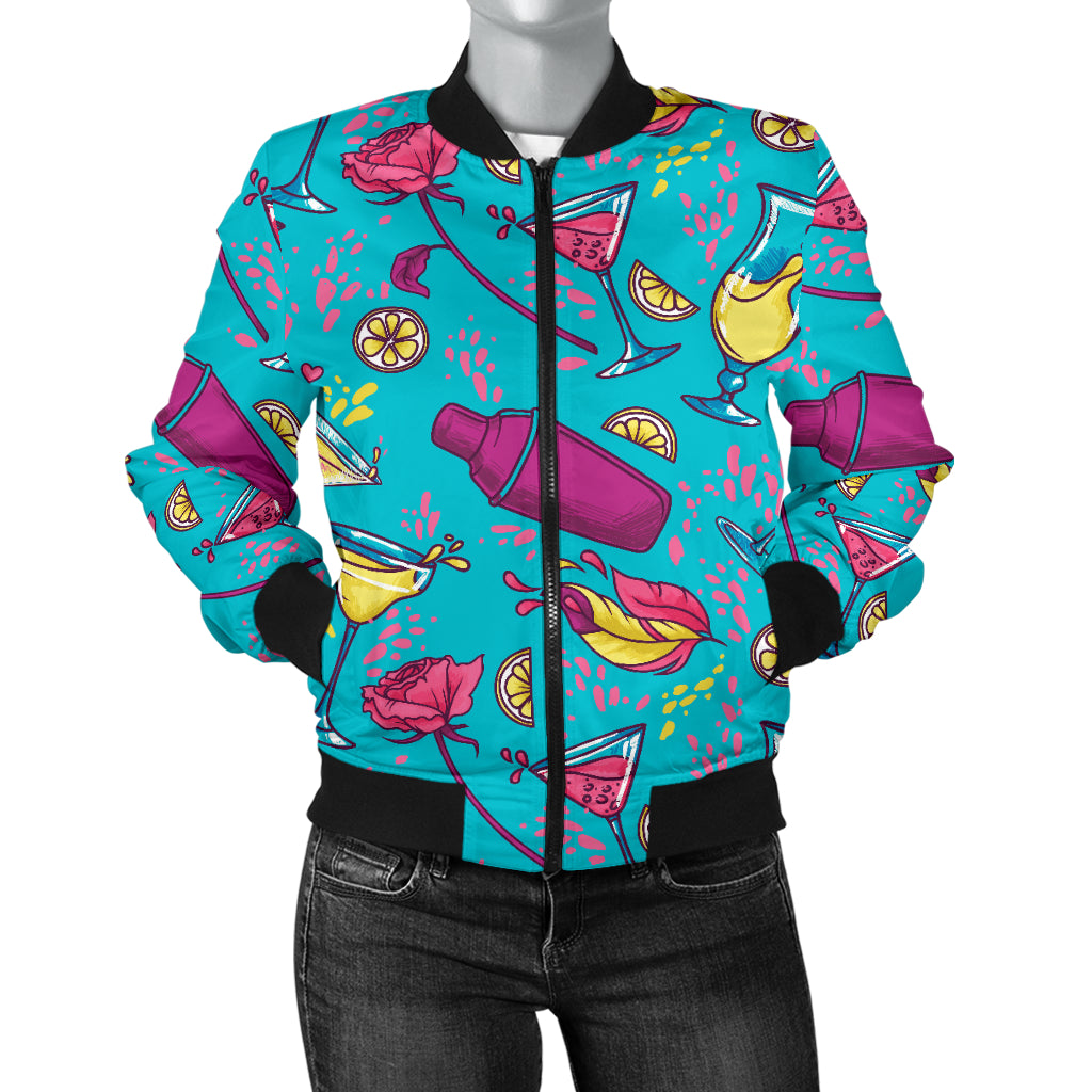 Cocktail Pattern Print Design 03 Women's Bomber Jacket