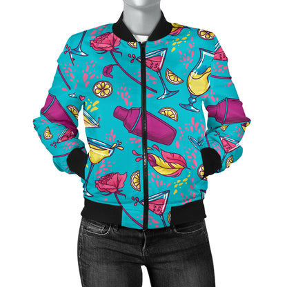 Cocktail Pattern Print Design 03 Women's Bomber Jacket