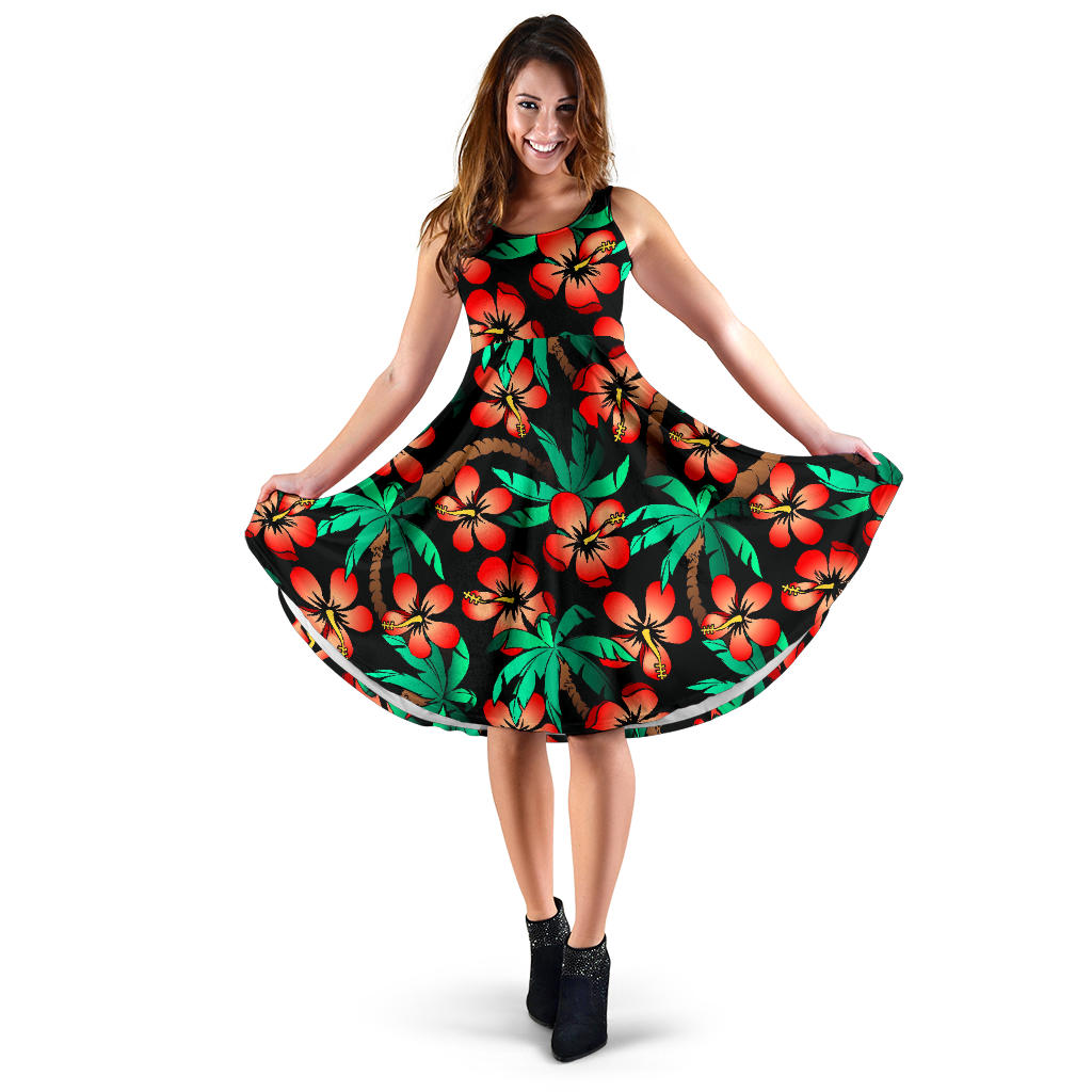 Hawaiian Themed Pattern Print Design H022 Midi Dress