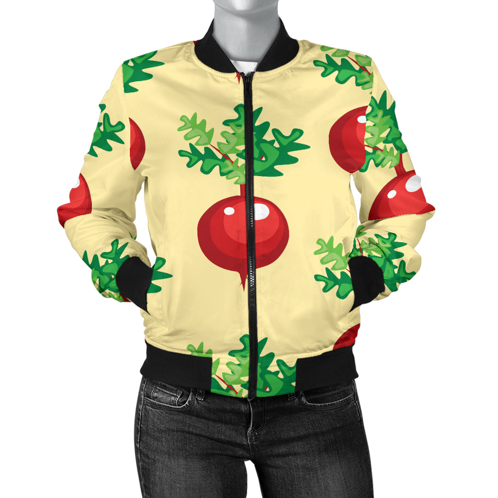 Radish Pattern Print Design A02 Women's Bomber Jacket