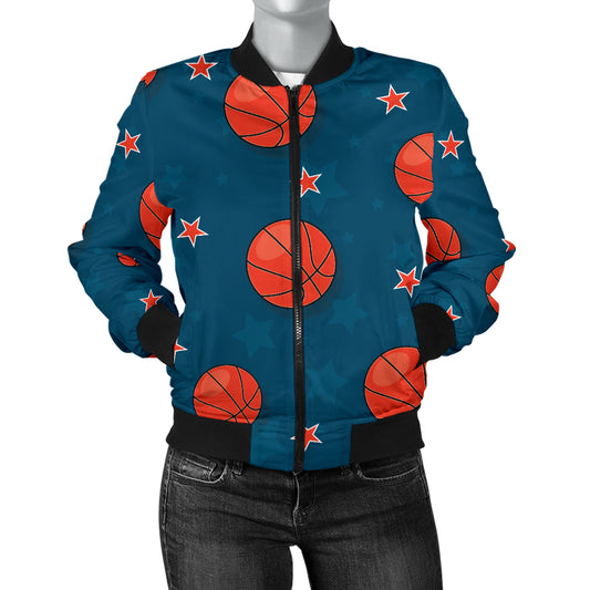 Basketball Pattern Print Design 02 Women's Bomber Jacket