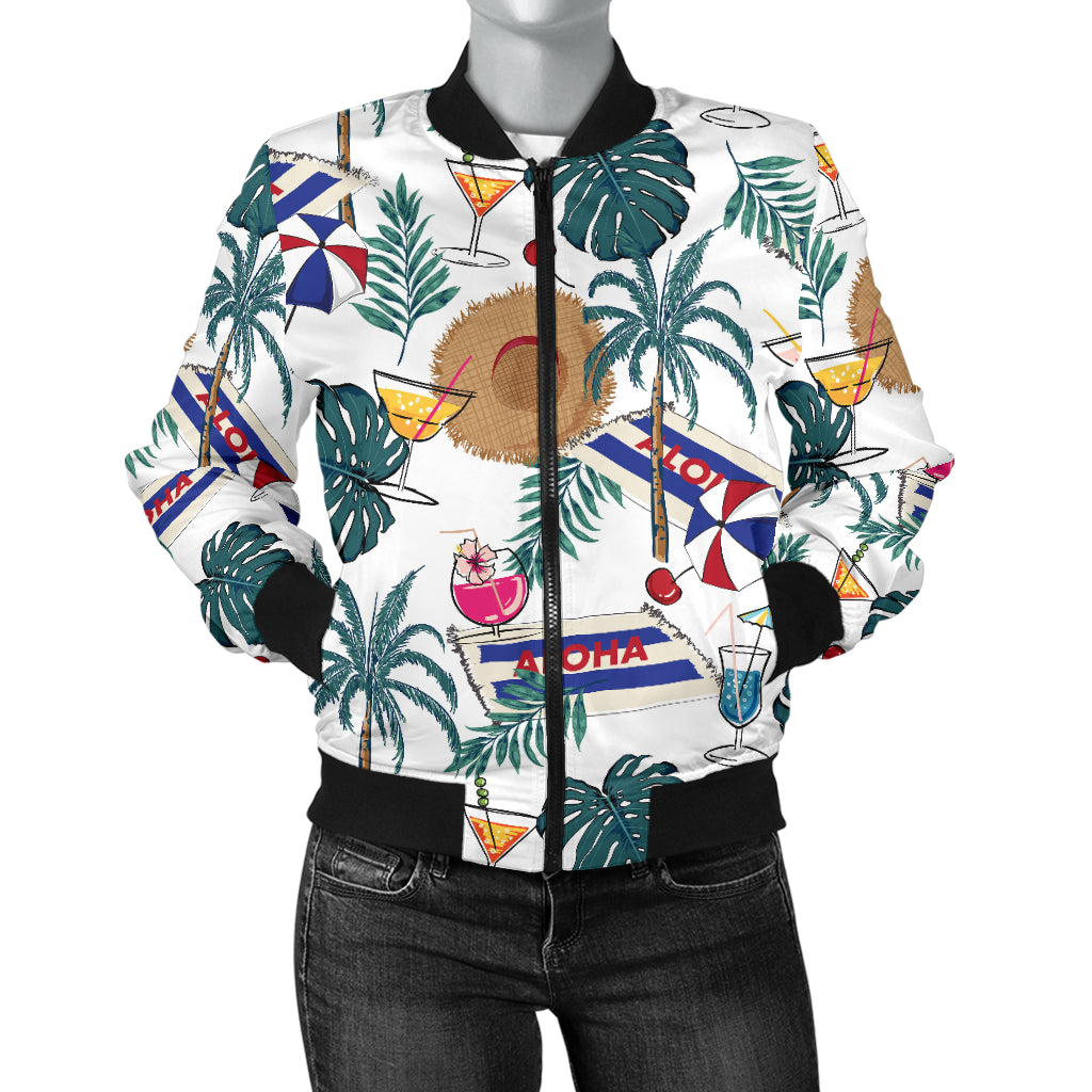 Aloha Hawaii Beach Pattern Print Design 04 Women's Bomber Jacket