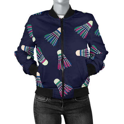 Badminton Ball Pattern Print Design 02 Women's Bomber Jacket