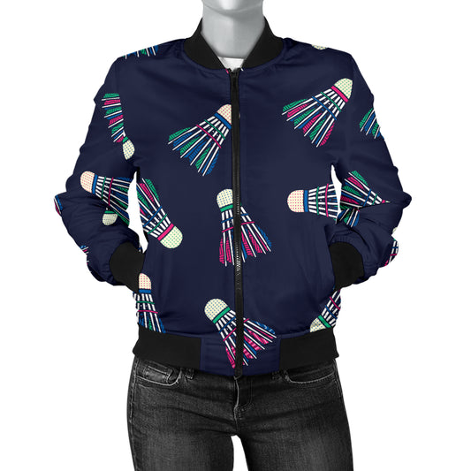 Badminton Ball Pattern Print Design 02 Women's Bomber Jacket