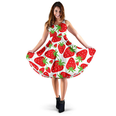 Strawberry Pattern Print Design SB01 Midi Dress