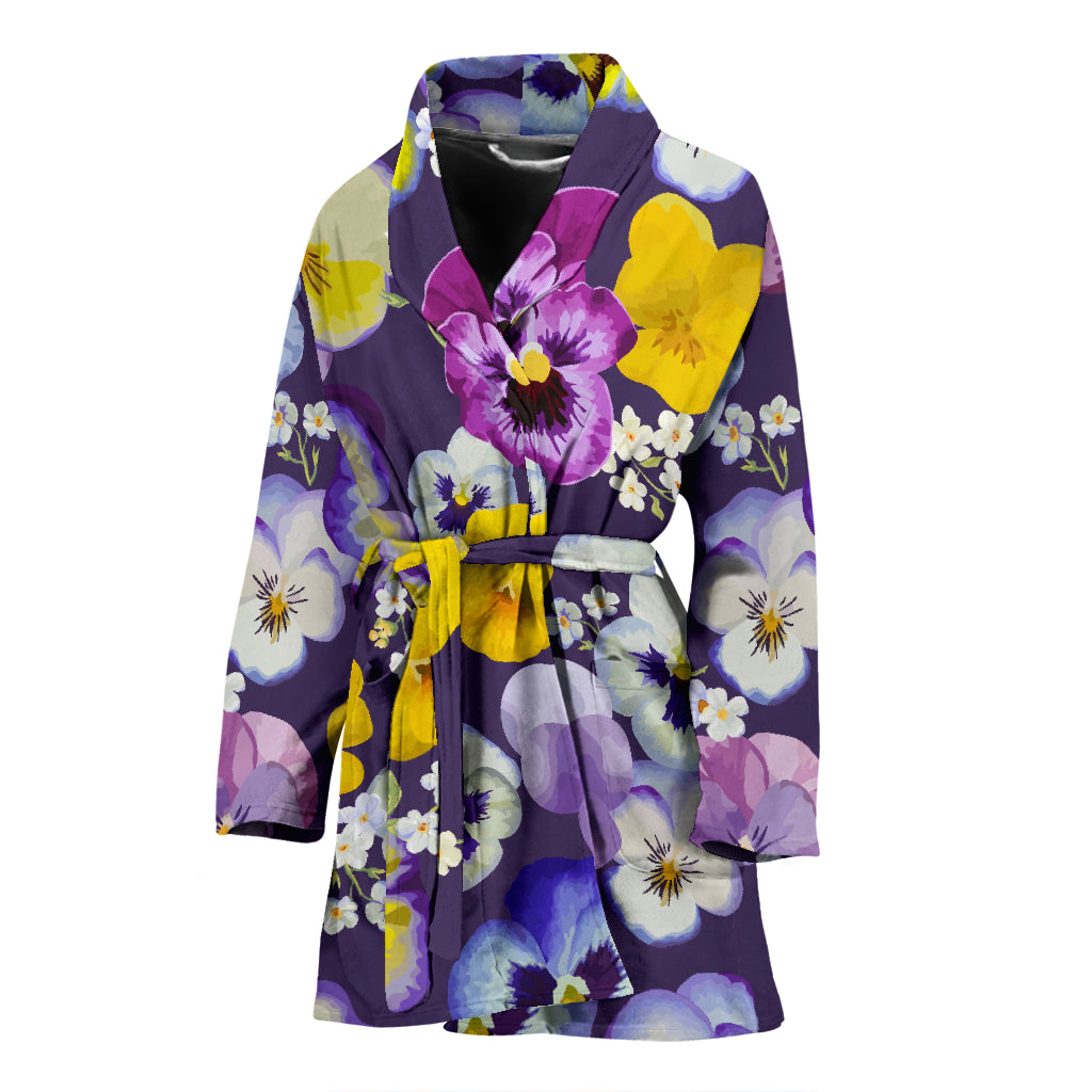 Pansy Pattern Print Design PS02 Women Bathrobe