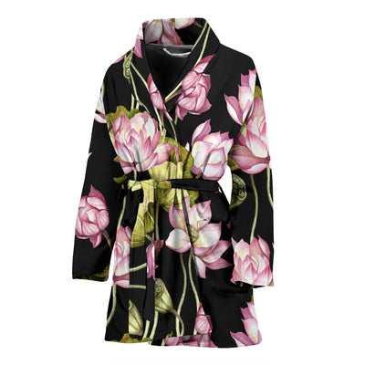 Water Lily Pattern Print Design WL06 Women Bathrobe