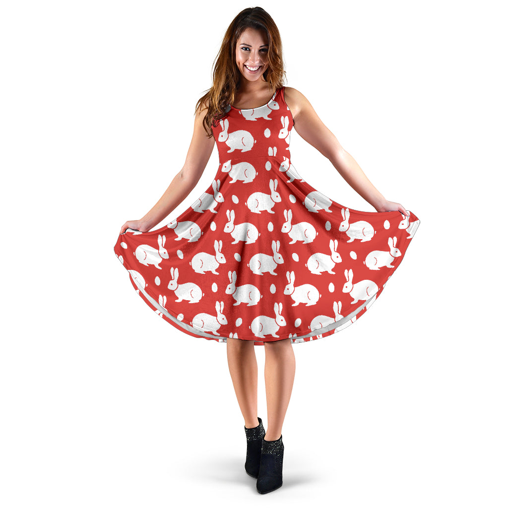 Rabbit Pattern Print Design RB017 Midi Dress