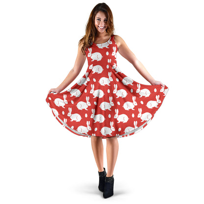 Rabbit Pattern Print Design RB017 Midi Dress