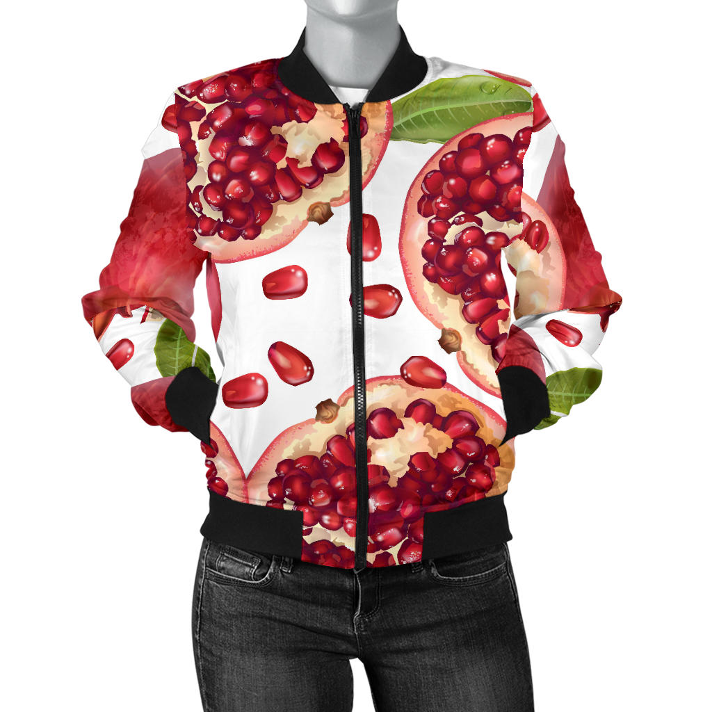 Pomegranate Pattern Print Design PG03 Women Bomber Jacket
