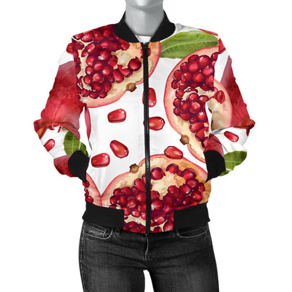 Pomegranate Pattern Print Design PG03 Women Bomber Jacket