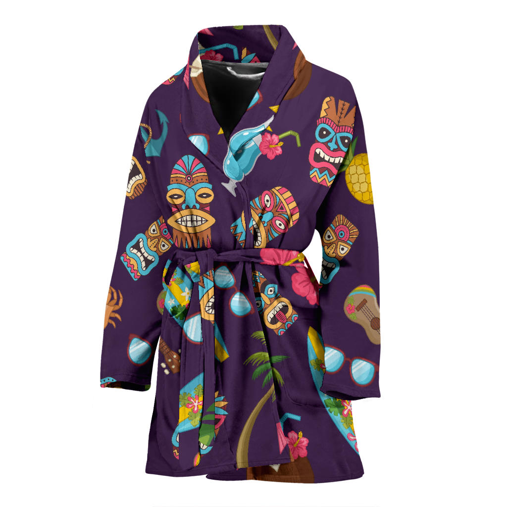 Hawaiian Themed Pattern Print Design H024 Women Bathrobe