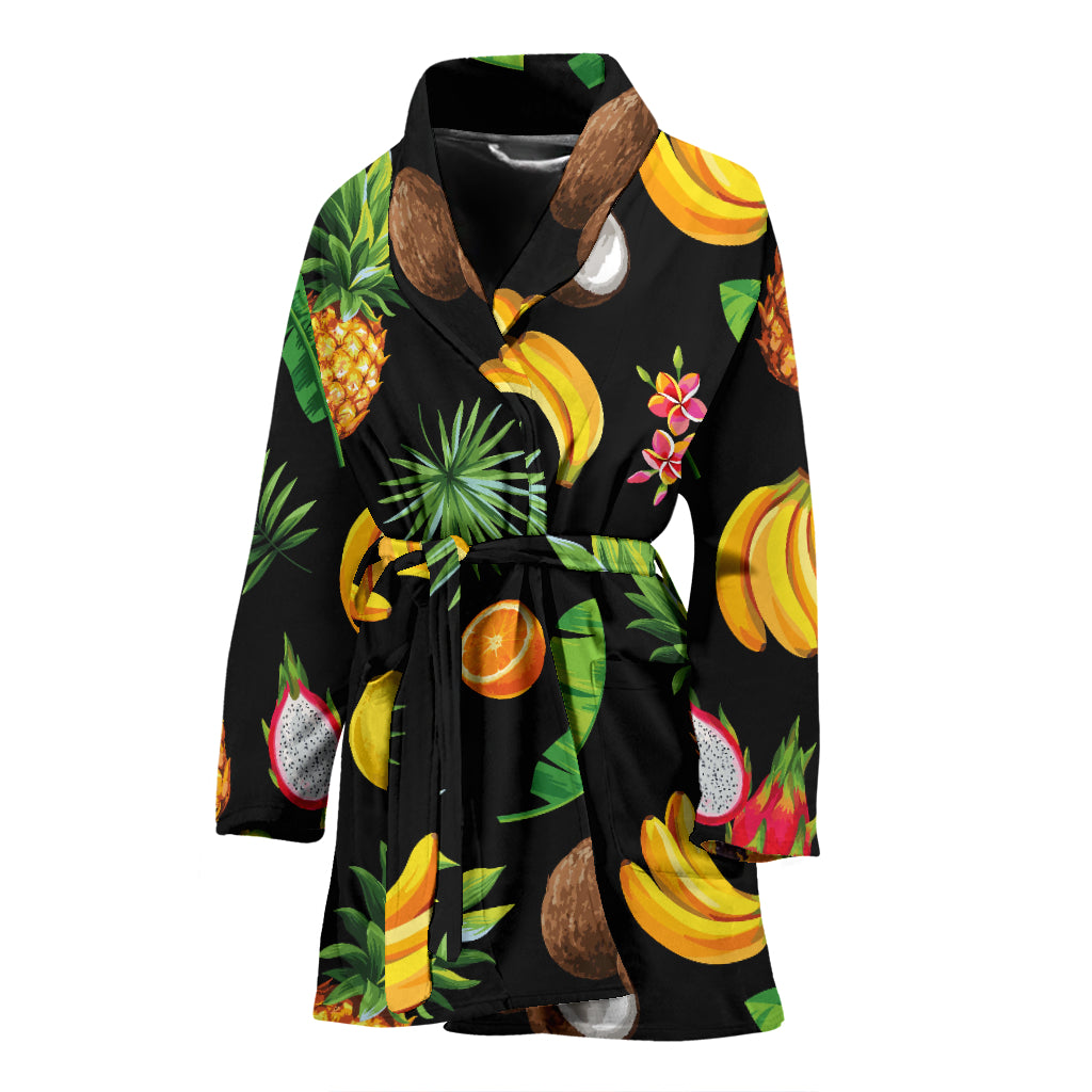 Tropical Fruits Pattern Print Design TF03 Women Bathrobe