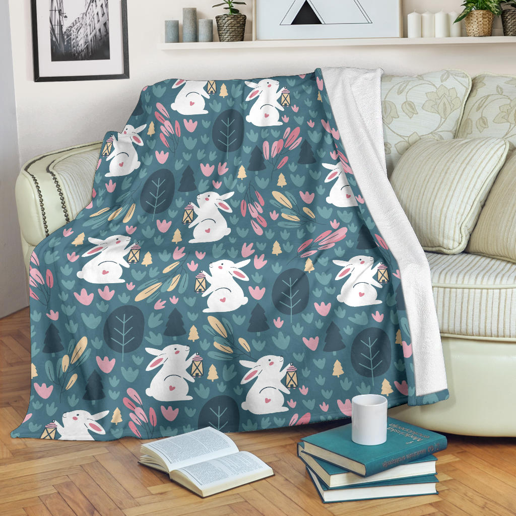 Rabbit Pattern Print Design RB013 Fleece Blanket