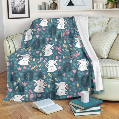 Rabbit Pattern Print Design RB013 Fleece Blanket