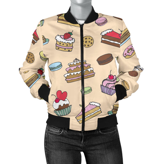Cake Pattern Print Design 03 Women's Bomber Jacket