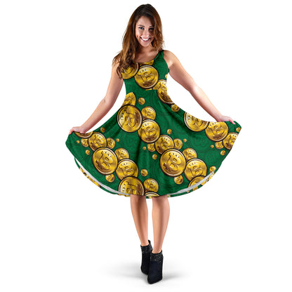 Bitcoin Pattern Print Design DO02 Midi Dress