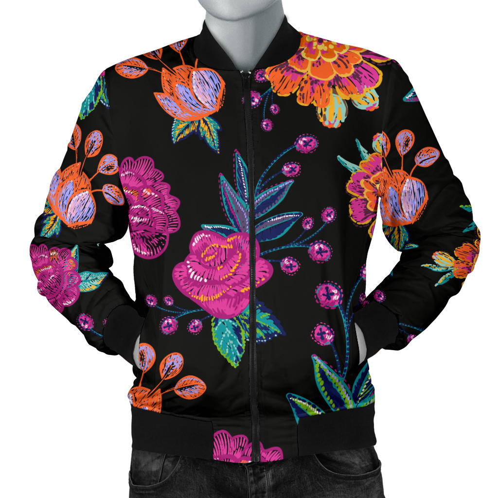Marigold Pattern Print Design MR02 Men Bomber Jacket