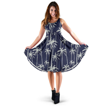 Palm Tree Pattern Print Design PT06 Midi Dress