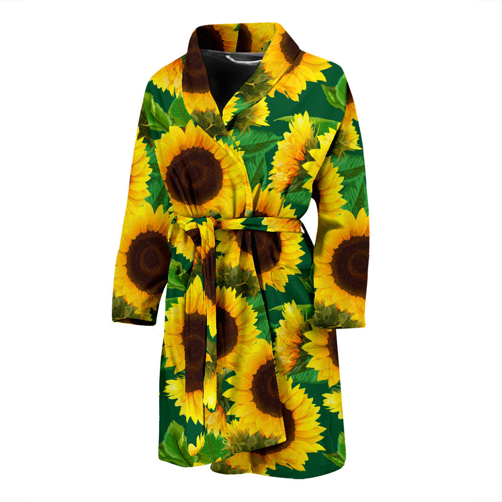 Sunflower Pattern Print Design SF02 Men Bathrobe
