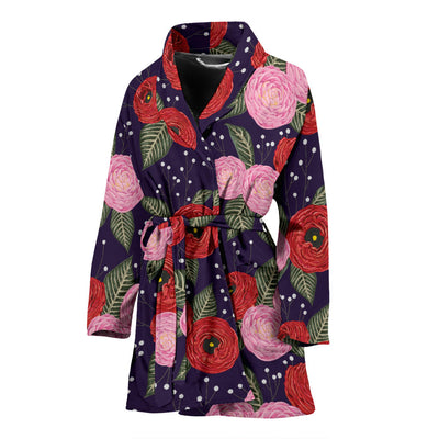 Camellia Pattern Print Design CM02 Women Bathrobe