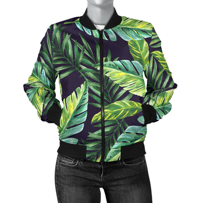 Tropical Flower Pattern Print Design TF06 Women Bomber Jacket