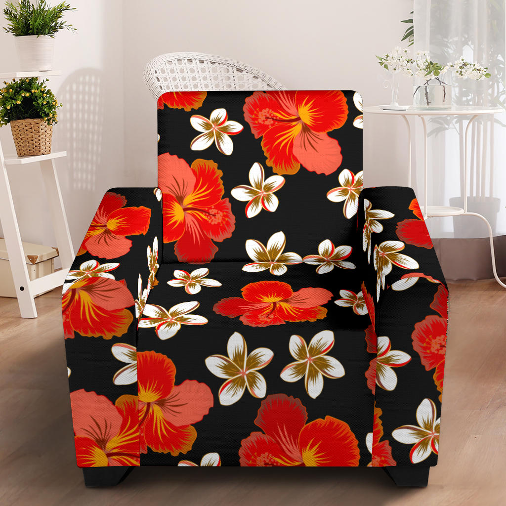 Red Hibiscus Pattern Print Design HB022 Armchair Slipcover