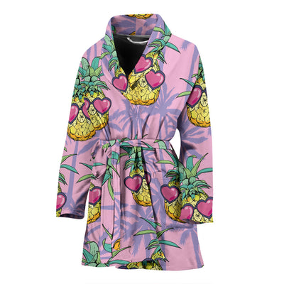 Pineapple Pattern Print Design PP06 Women Bathrobe