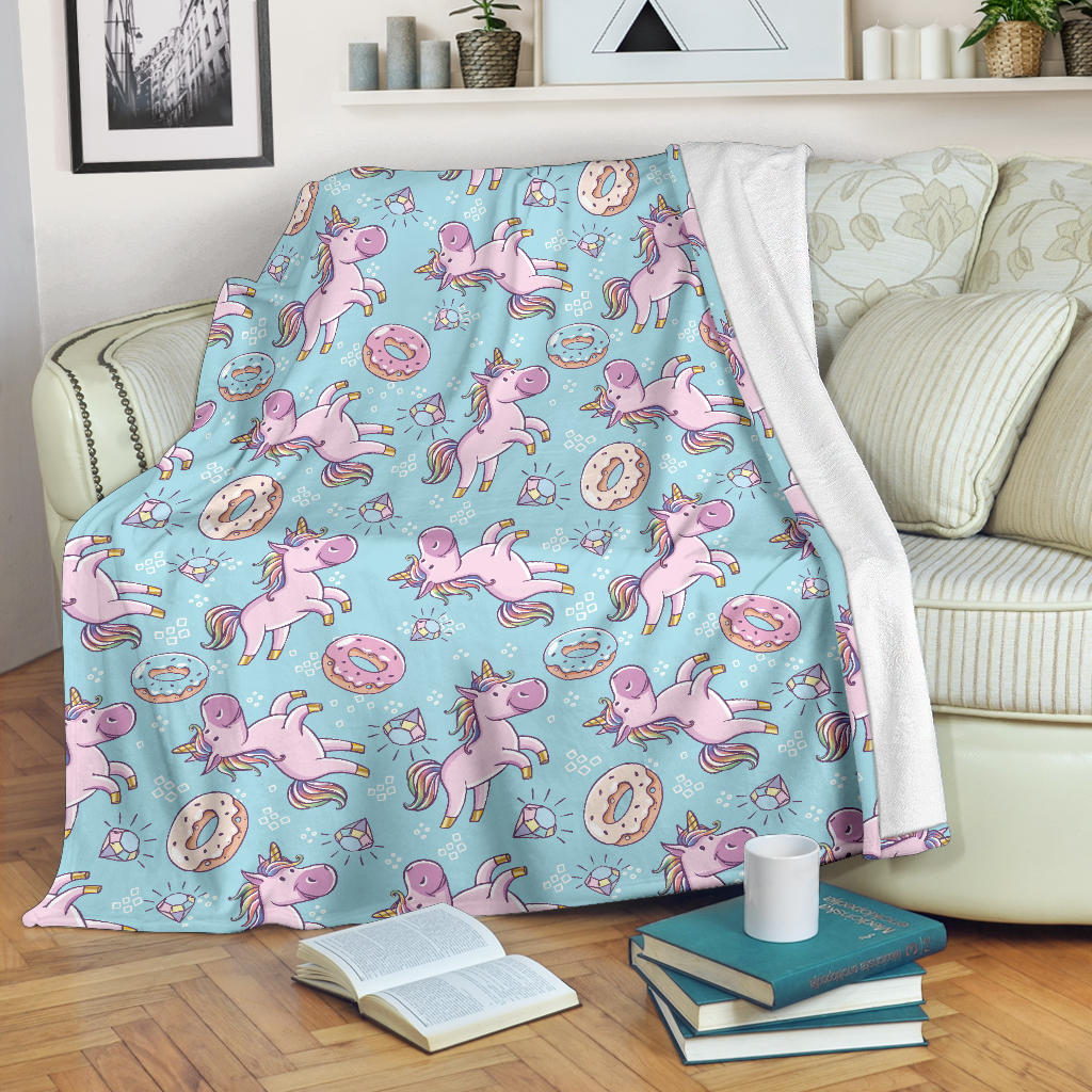 Donut Unicorn Pattern Print Design DN016 Fleece Blanket