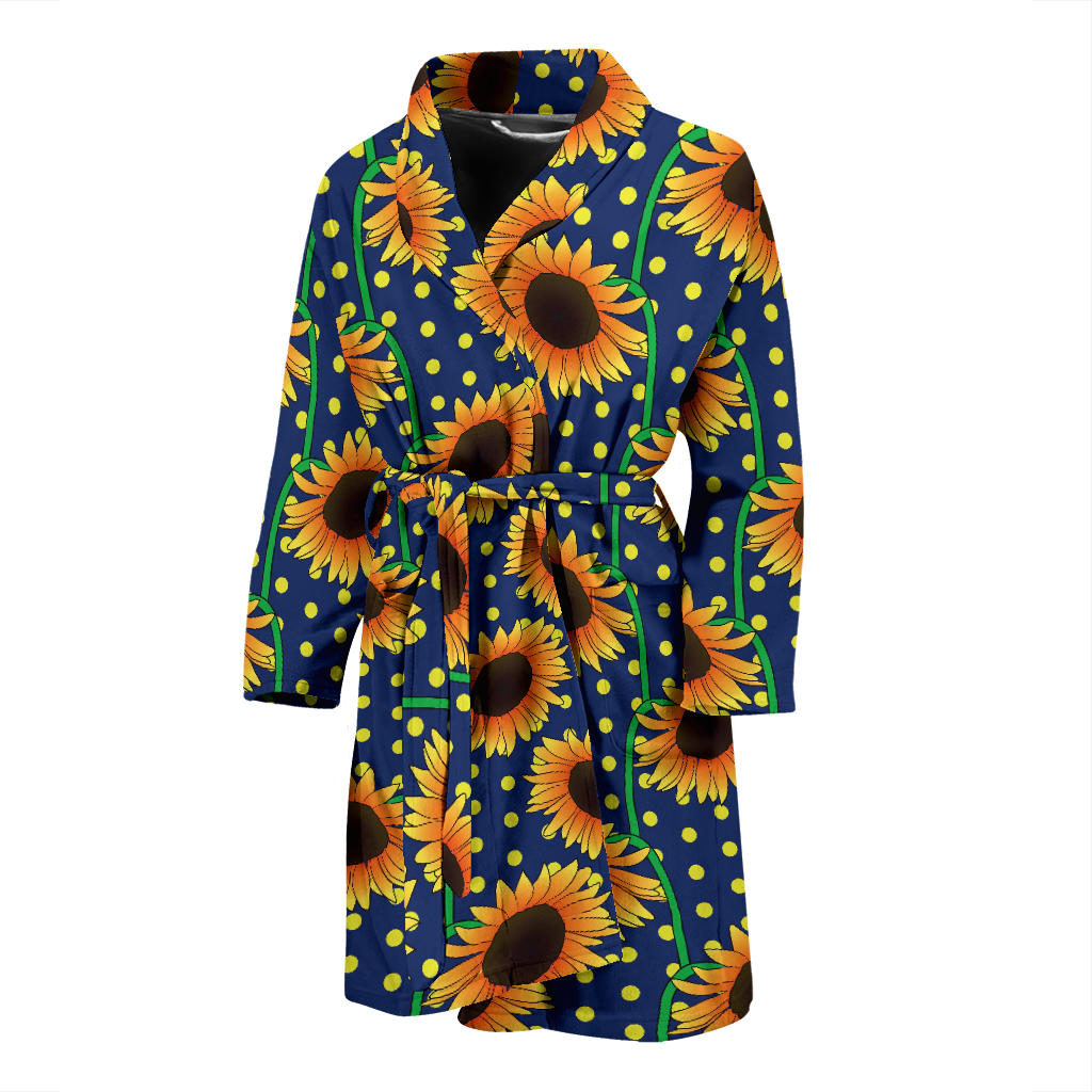 Sunflower Pattern Print Design SF03 Men Bathrobe