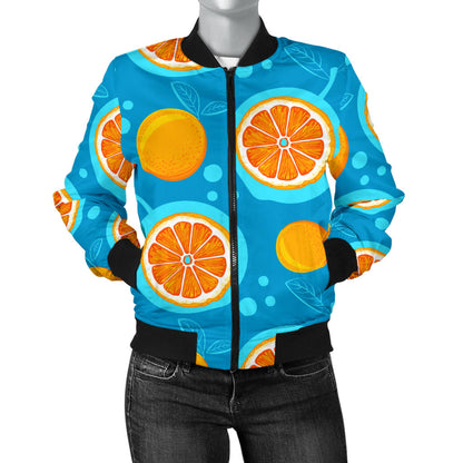 Grapefruit Pattern Print Design GF03 Women Bomber Jacket