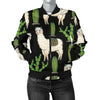 Llama Cactus Pattern Print Design 011 Women's Bomber Jacket