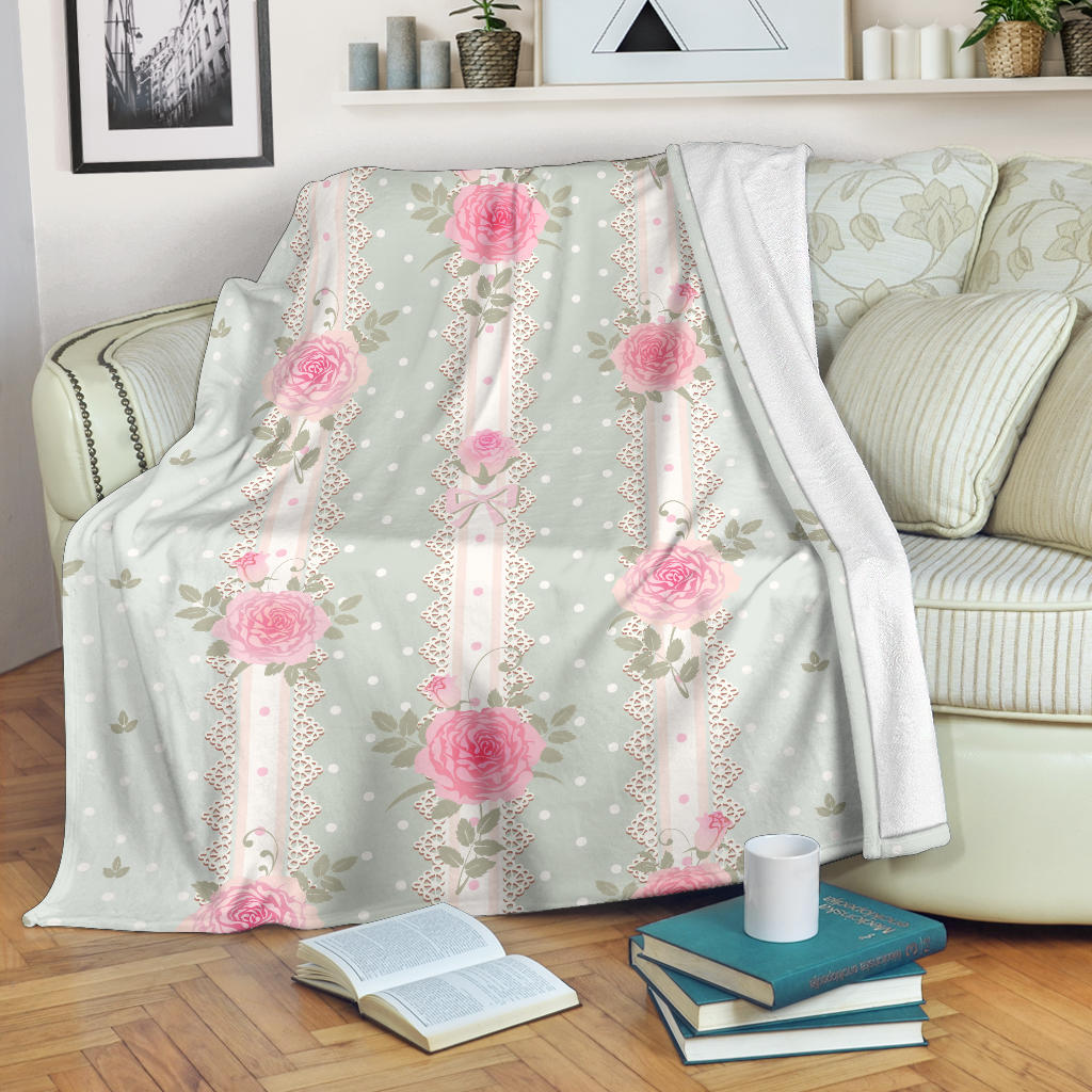 Rose Pattern Print Design RO016 Fleece Blanket
