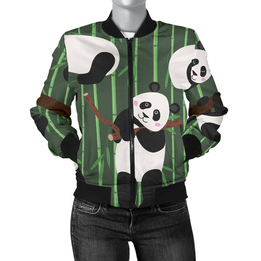 Panda Pattern Print Design A04 Women's Bomber Jacket