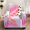 Pink Tropical Palm Leaves Armchair Slipcover