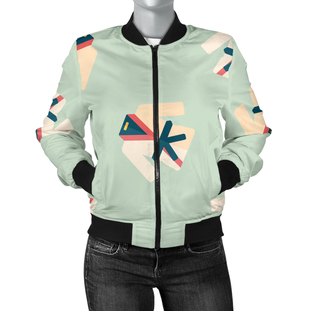 Karate Pattern Print Design 02 Women's Bomber Jacket